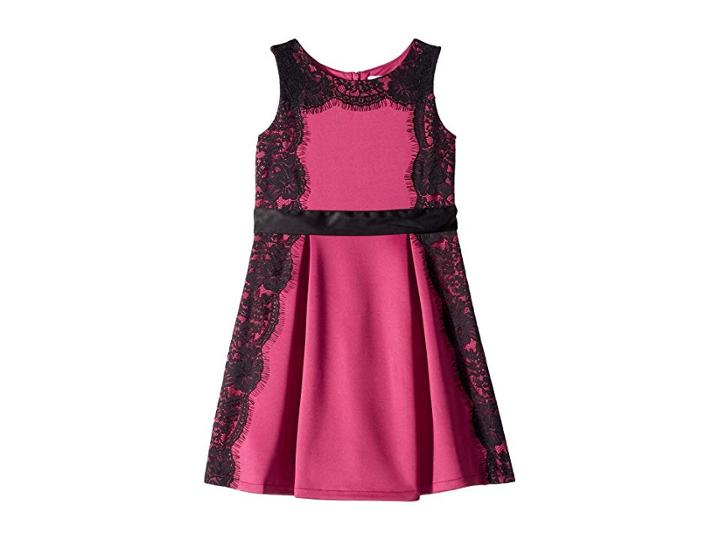 Us Angels Scuba Crepe Dress (little Kids) (berry) Girl's Dress