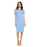 Donna Morgan Off The Shoulder Crepe Top With Tulip Sleeve (blue Bonnet) Women's Clothing