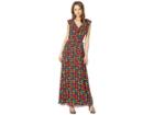 Juicy Couture Blocked Floral Maxi Dress (pitch Black/blocked) Women's Dress