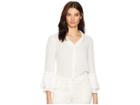 Tahari By Asl Long Sleeve Ruffle Trim Sailor Blouse (white) Women's Blouse