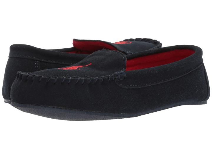 Polo Ralph Lauren Kids Desmond Moc (little Kid/big Kid) (navy Suede/red Pony) Boy's Shoes