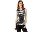 Tahari By Asl Sleeveless Printed Knit Top (white/black) Women's Sleeveless