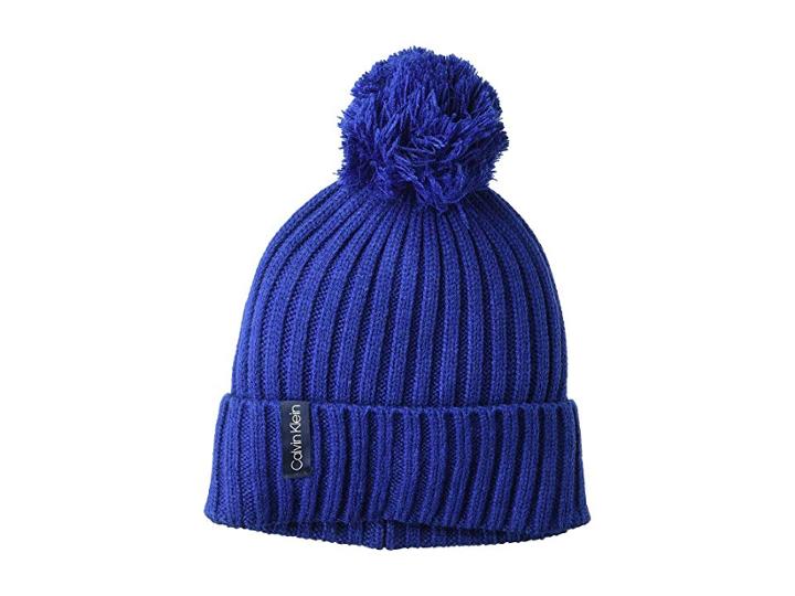 Calvin Klein Basic Rib Pom Hat (adrenaline Blue) Caps