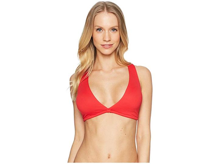 Polo Ralph Lauren Modern Solid Over The Shoulder Lace Back Bra Top (red) Women's Swimwear