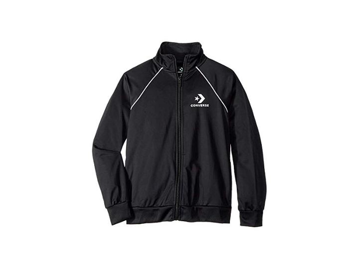 Converse Kids Tricot Track Jacket (big Kids) (black) Boy's Coat
