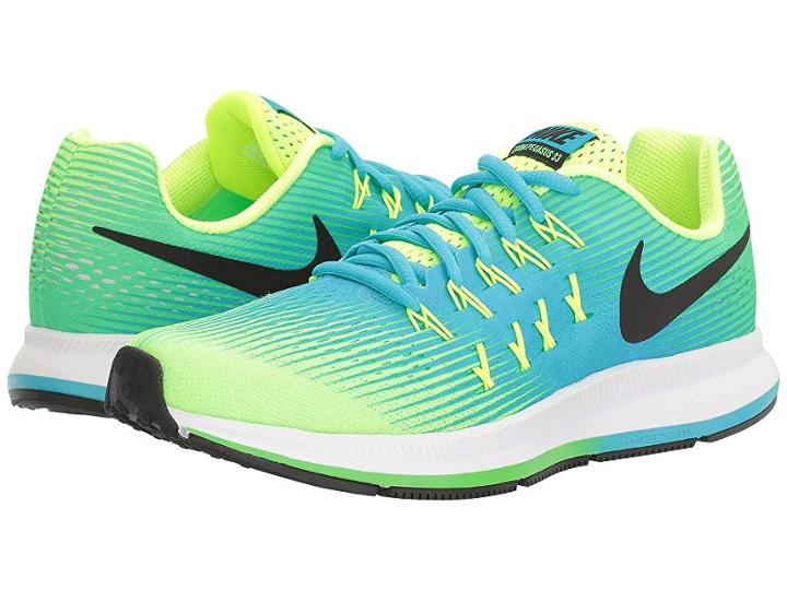 Nike Kids Zoom Pegasus 33 (little Kid/big Kid) (volt/black/chlorine Blue/rage Green) Boys Shoes