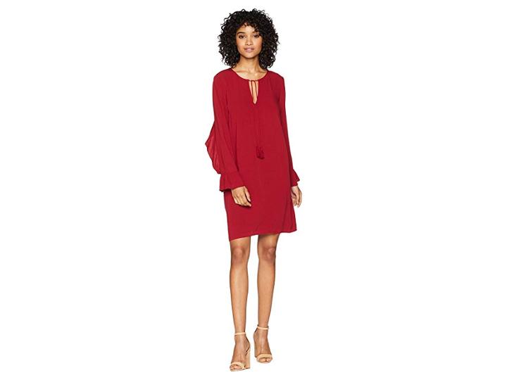 Jack By Bb Dakota No Limit Crepe Dress With Back Ruffle (currant Red) Women's Dress