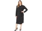 Lauren Ralph Lauren Plus Size Striped Jersey Shirtdress (polo Black Multi) Women's Clothing
