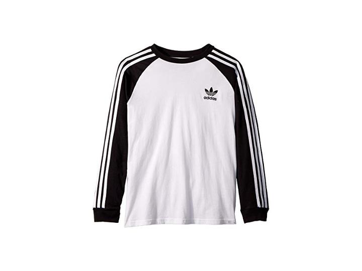 Adidas Originals Kids California Long Sleeve (little Kids/big Kids) (white/black/white) Boy's T Shirt