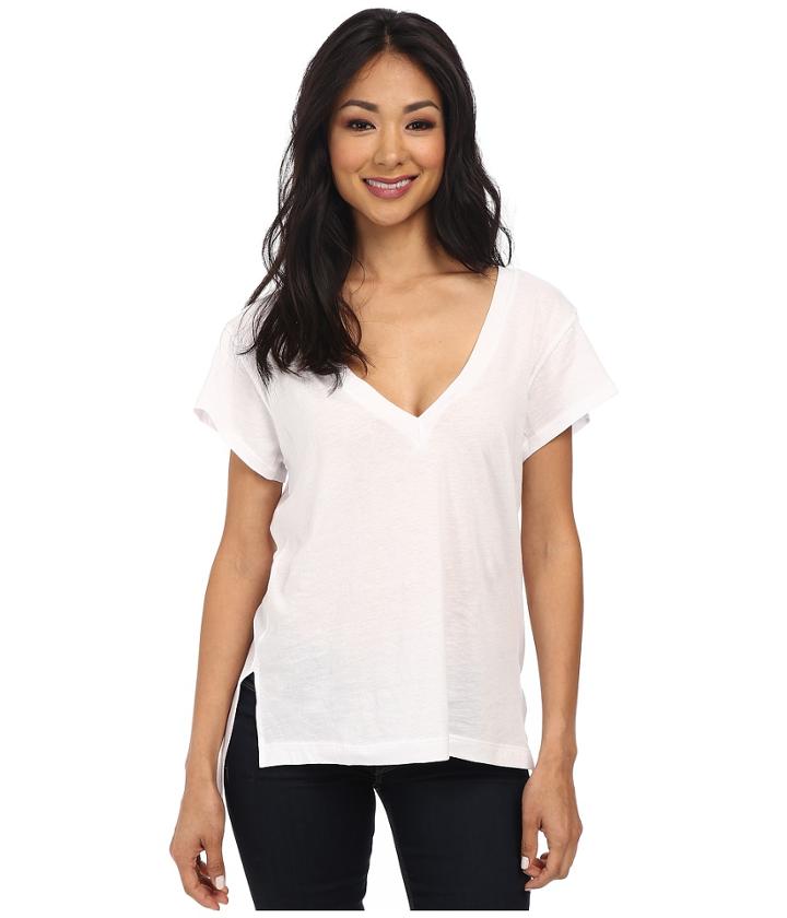 Lna Carmen V-neck (white) Women's Short Sleeve Pullover