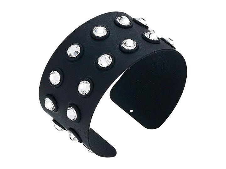 Steve Madden Casted Stud Design Cuff Bracelet (black/silver) Bracelet
