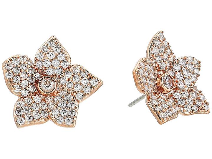 Kate Spade New York Blooming Pave Bloom Studs Earrings (clear/rose Gold) Earring