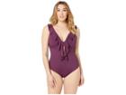 Becca By Rebecca Virtue Plus Size Color Code Ruffle One-piece (merlot) Women's Swimsuits One Piece