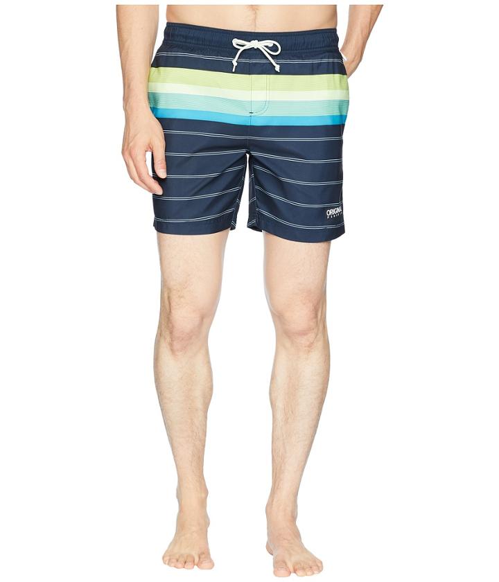 Original Penguin Engineered Stripe Elastic Trunk (dark Sapphire) Men's Swimwear