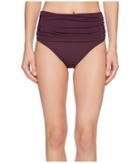 Bleu Rod Beattie Kore Shirred High Waist Bikini Bottom (aubergine) Women's Swimwear