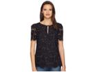 Juicy Couture Soft Woven Bucharest Floral Lace Top (pitch Black Bucharest) Women's Clothing