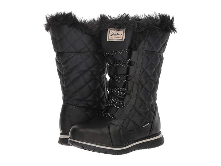Skechers Tall Quilted Lace-up (black) Women's Boots