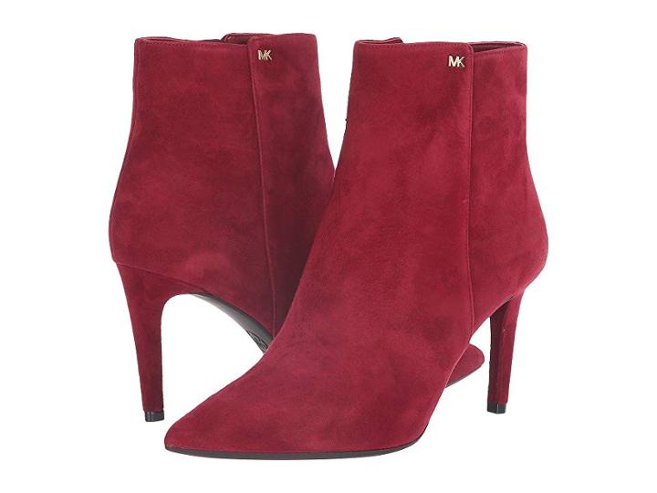 Michael Michael Kors Dorothy Flex Mid Bootie (maroon Kid Suede) Women's Zip Boots