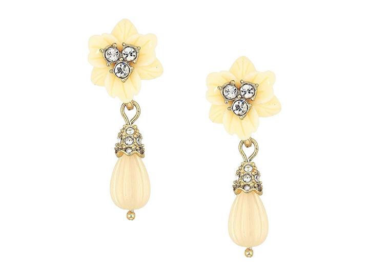 Marchesa Force Of Nature Small Post Drop Earrings (gold/white) Earring