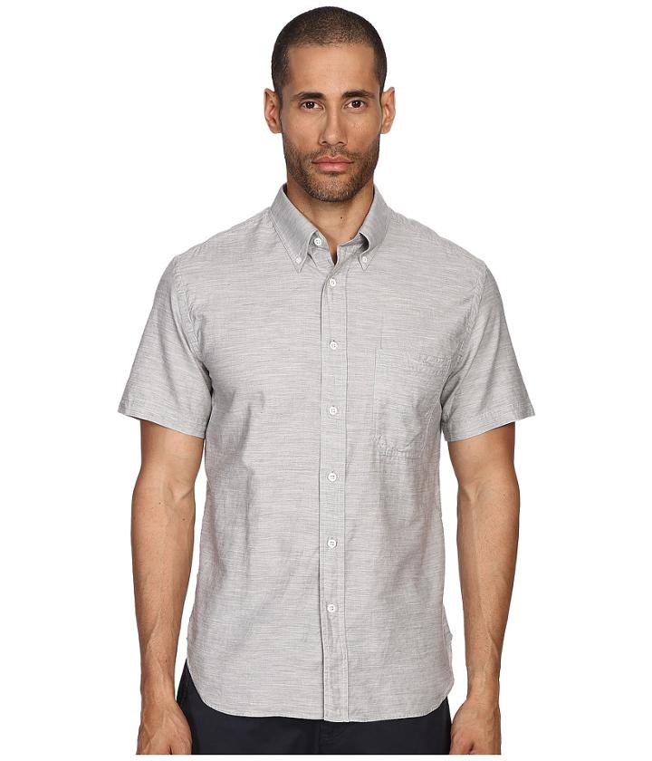 Billy Reid Short Sleeve Tuscumbia Button Up Shirt (fog) Men's Short Sleeve Button Up