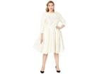 Unique Vintage Plus Size 1950s Style Satin Sleeved Lana Bridal Dress (ivory Cream) Women's Dress