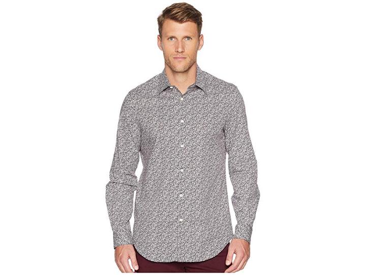 Perry Ellis Floral Print Stretch Shirt (bright White) Men's Clothing