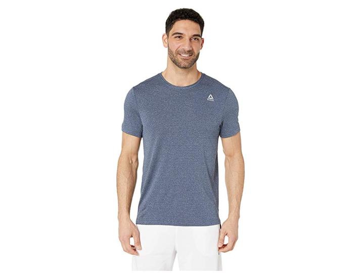 Reebok Work Out Ready Melange Tech Top (collegiate Navy) Men's Clothing