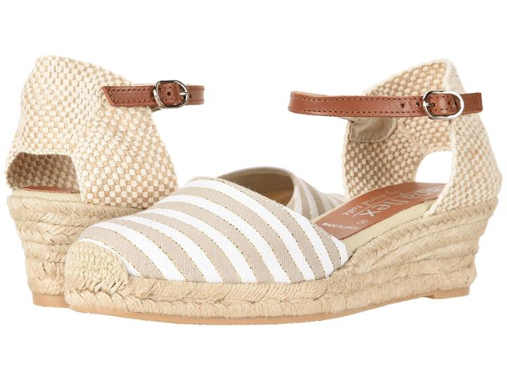 David Tate Malta (beige Stripe Fabric) Women's Sandals