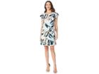 Eci Flutter Sleeve Floral Printed Faux Wrap Dress (grey) Women's Dress