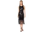 Tahari By Asl Sequin Sheath Dress With Fringe (black) Women's Dress