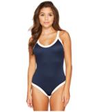 Rvca Bayside Ribbed One-piece (federal Blue) Women's Swimsuits One Piece