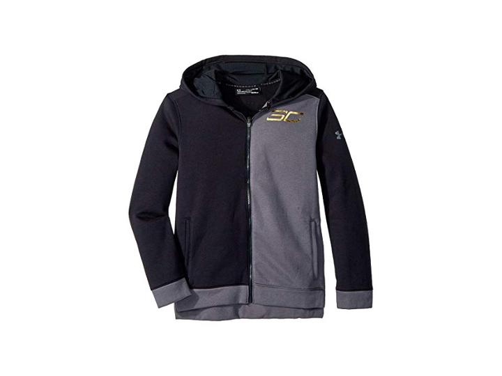 Under Armour Kids Sc30 Mvp Full Zip Hoodie (big Kids) (black/graphite) Boy's Sweatshirt