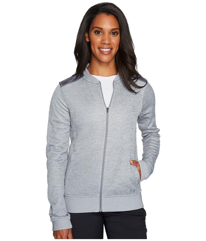 Under Armour Golf Ua Storm Sweater Fleece Jacket (true Gray Heather/graphite/graphite) Women's Coat
