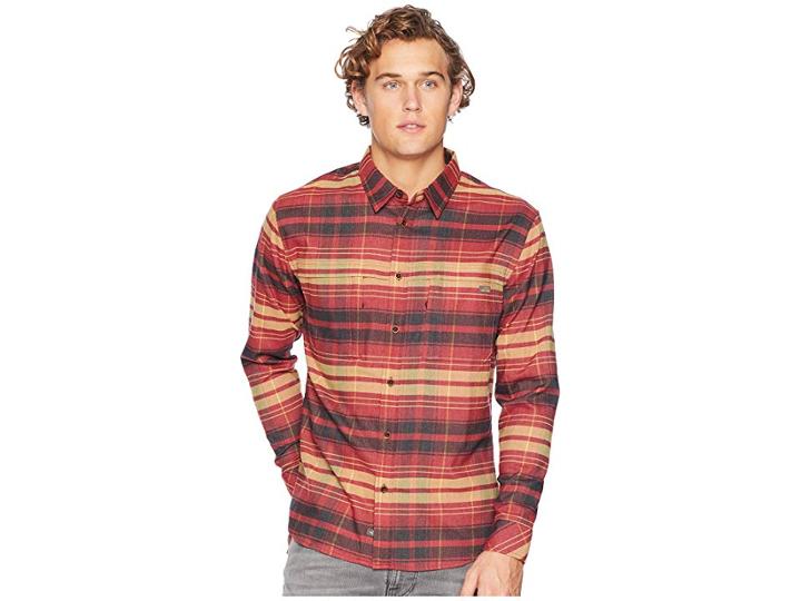 Quiksilver Waterman Thermo Hyper Flannel Ii Long Sleeve Shirt (cardinal) Men's Clothing