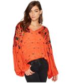 Free People Music In Time Embroidered Top (red) Women's Clothing