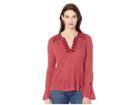 Lucky Brand Drop Needle Embroidered Top (earth Red) Women's Clothing