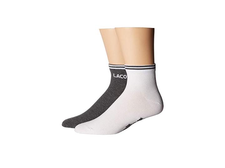 Lacoste Ped Sock W/ Lacoste Word At Ankle (pitch/white) Men's Crew Cut Socks Shoes