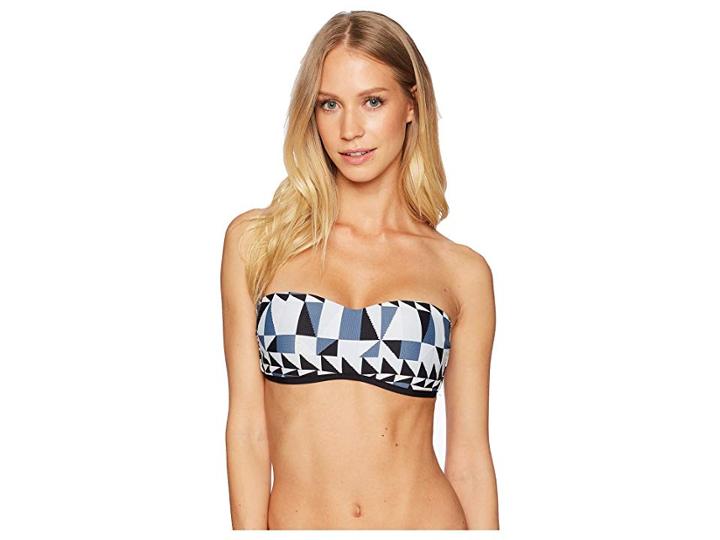 Seafolly Jagged Geo Bandeau Bustier Top (bluestone) Women's Swimwear