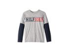 Tommy Hilfiger Kids Long Sleeve Crew Neck Shirt (big Kids) (medium Grey) Boy's Clothing