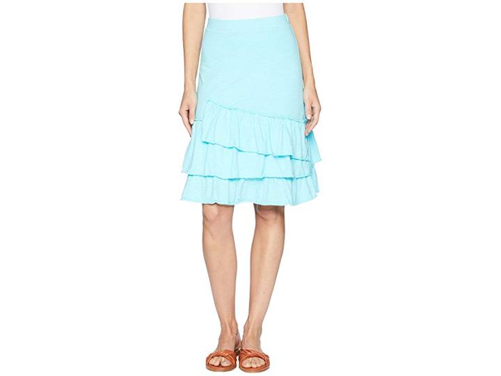 Mod-o-doc Slub Jersey Tiered Asymmetrical Ruffle Skirt (pacific) Women's Skirt