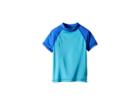 Speedo Kids Short Sleeve Color Block Rashguard (big Kids) (cyan) Girl's Swimwear