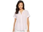 Nydj Short Sleeve Boyfriend Shirt (thin Stripe Primrose) Women's Clothing