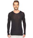 Hanro Woolen Silk Long Sleeve Shirt (anthracite) Men's Clothing