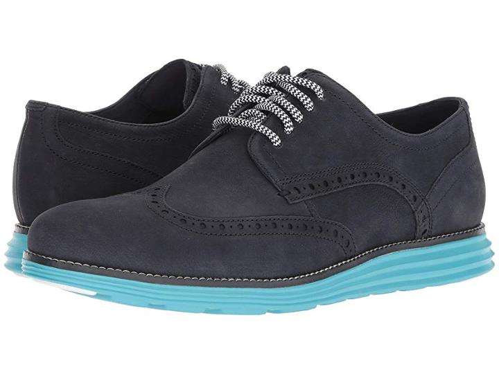 Cole Haan Original Grand Wingtip Oxford (navy Ink/optic White/bluefish) Men's Shoes