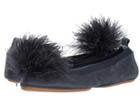 Yosi Samra Marry Me Marabou (sapphire Leather/pom) Women's Flat Shoes