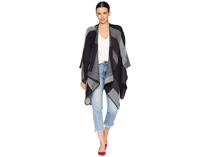 Calvin Klein Color Block Shawl (heathered Mid Grey) Women's Clothing