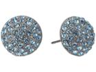 Nina Small Paved Button Earrings (black Rhodium/aquamarine Swarovski) Earring