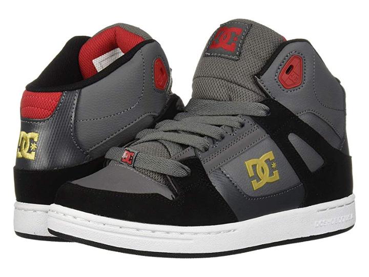 Dc Kids Pure High-top (little Kid/big Kid) (grey/black/red) Boys Shoes