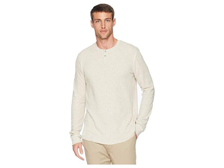 Lucky Brand Thermal Snap Notch Neck Shirt (oatmeal Heather) Men's Clothing