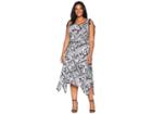 Lauren Ralph Lauren Plus Size Jersey Handkerchief Dress (soft White/polo Black) Women's Dress